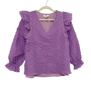 Entro Lavender Ruffle Balloon Sleeve Blouse Small See description please